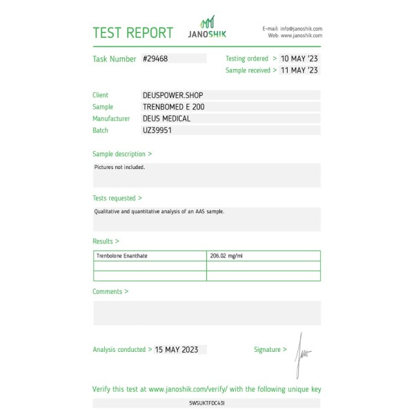 TRENBOMED E 200 (TRENBOLONE ENANTHATE) INJECTABLE STEROID IN AMPOULES Deus Medical